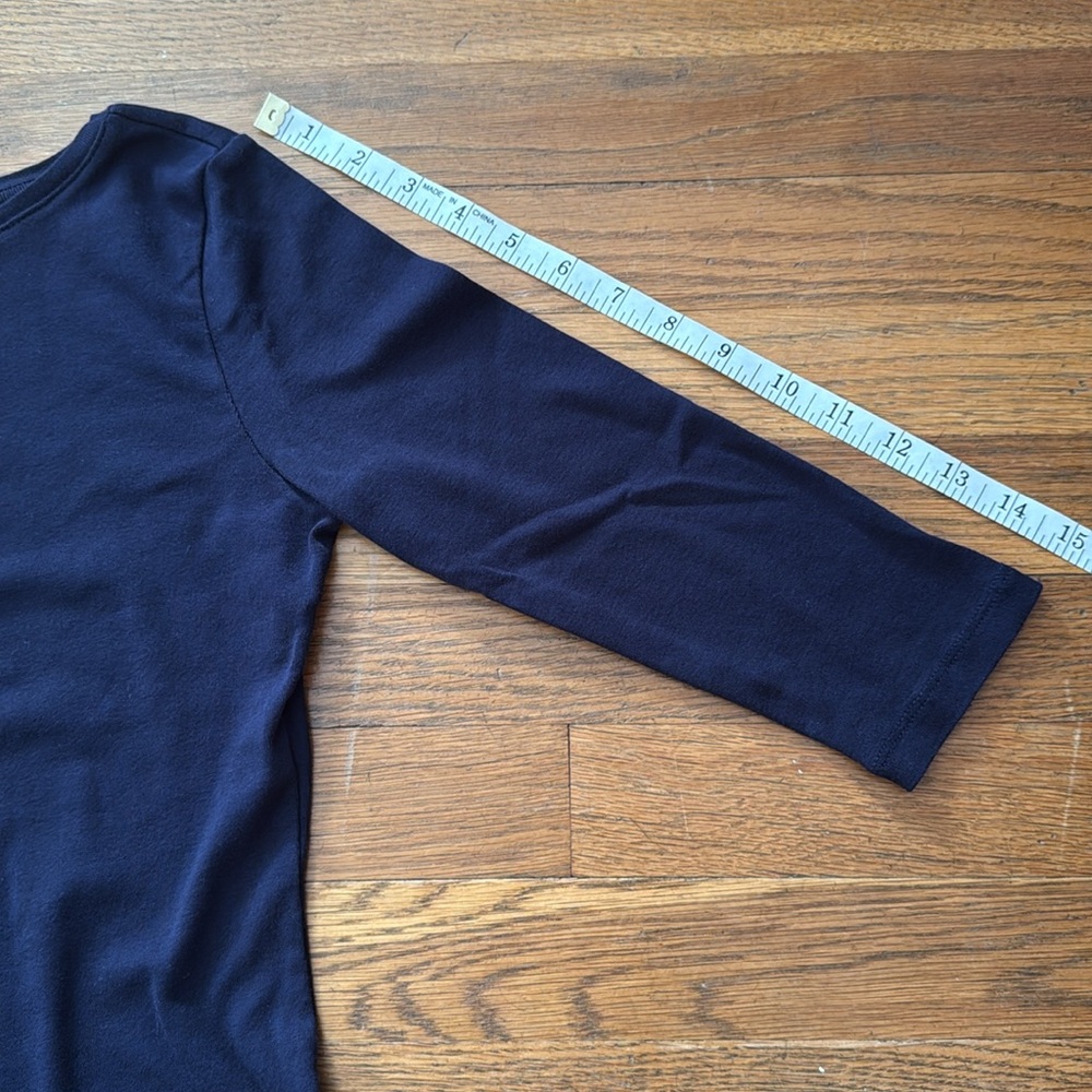 🫐 Talbots petite navy blue boatneck top with 3/4 sleeves. Size S petite. - Picture 6 of 7